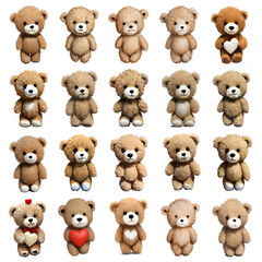 Obraz premium set of 20 teddy bears isolated on white background