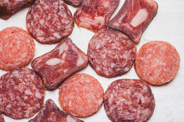 assortment of meat sausages for the festive table