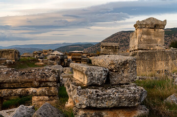 Nekropolis of Hierapolis ancient city landscape autumn view