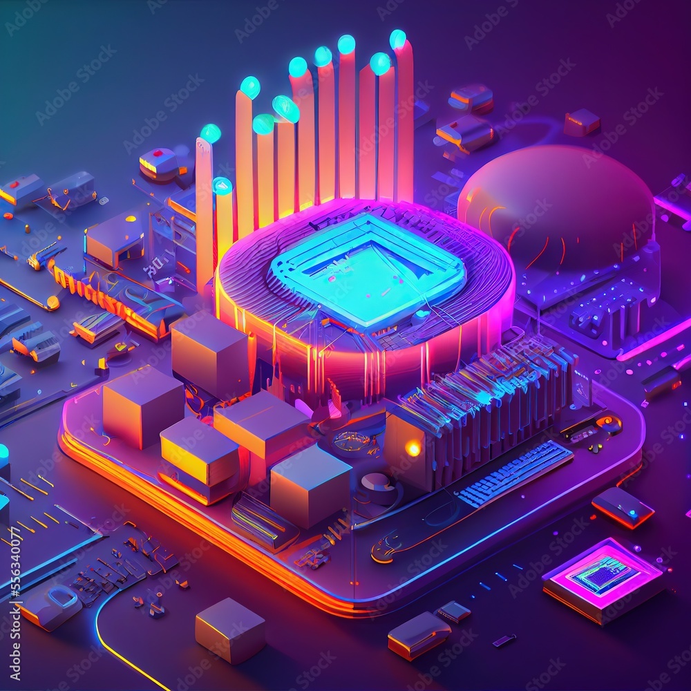 Poster Micro processor installed on computer motherboard AI