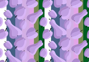 Cartoon fruit harvest seamless apples and pears and plums pattern for wrapping paper and fabrics and linens