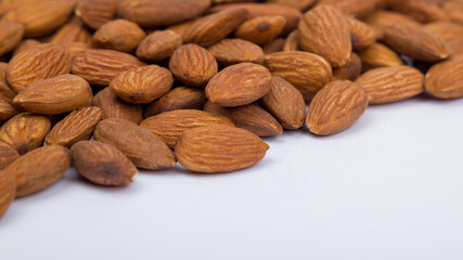 heaps of almonds, close view, nuts