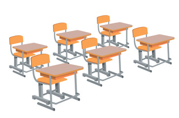 school classroom interior, educational concept, blackboard, table