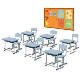 school classroom interior, educational concept, blackboard, table