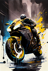 Motorcycle, Motorbike, cartoon, illustration, speed