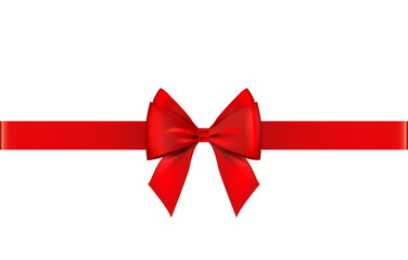 Red ribbon with a bow in the middle. Satin Ribbon Decor Ornament