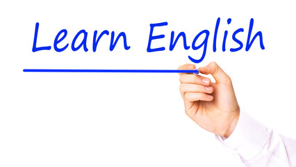 hand writing inscription LEARN ENGLISH with marker, concept, stock image
