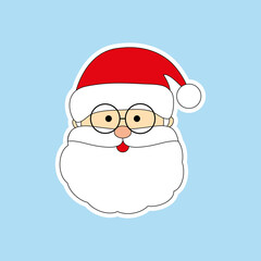 Vector sticker of Santa Claus. Merry Christmas and happy New Year. Illustration in flat style.