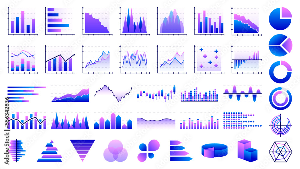 Poster business data charts. diagrams and graphs collection. business data market elements, statistic and d