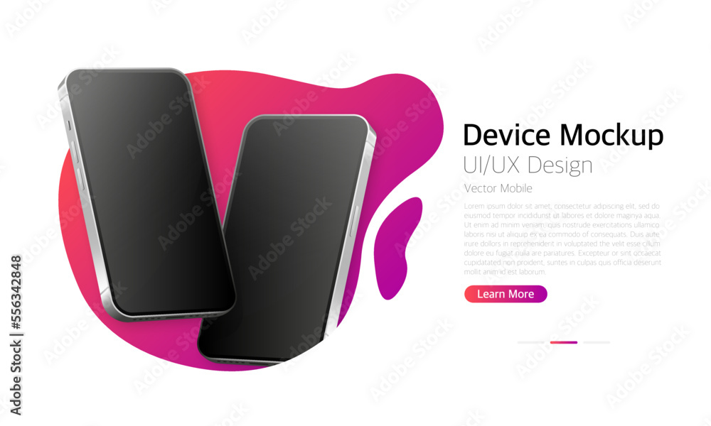 Poster realistic smartphone mockup. device ui/ux mockup. presentation template. mobile phone frame with bla
