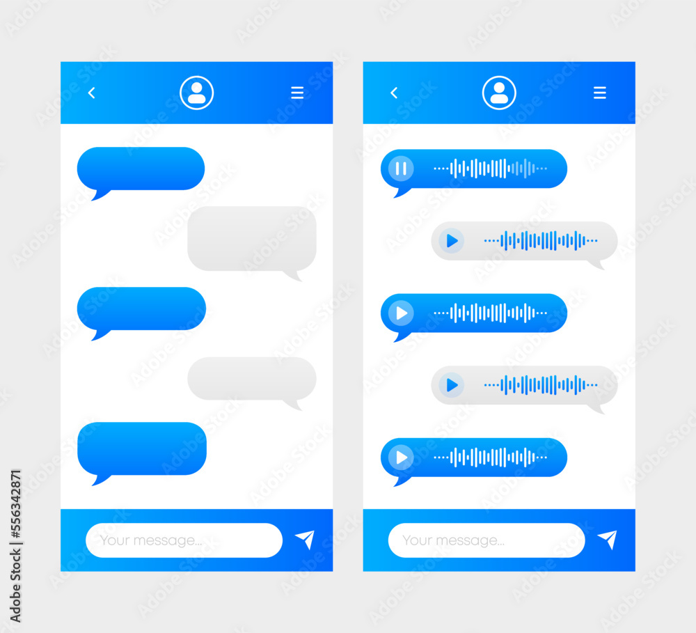 Poster chat app mockup. smartphone messenger. communication application ui template, messaging and contacts