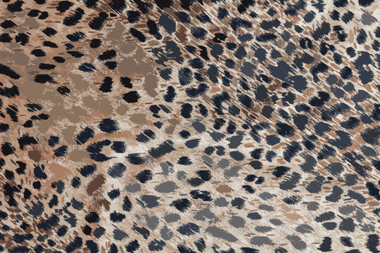 Realistic vector illustration of background with leopard texture, close up. Leopard dyed fabric.