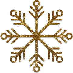 Gold Glitter Christmas Snowflake Icon for Xmas Poster Design | Greeting Cards | Print and More