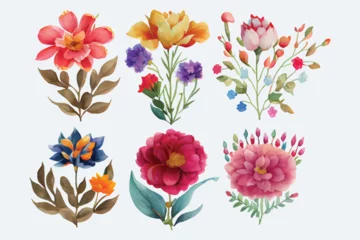 Tuinposter collection of flowers Beautiful Watercolor set of Design Ornaments © Jeba