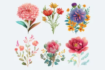 Meubelstickers collection of flowers Beautiful Watercolor set of Design Ornaments © Jeba