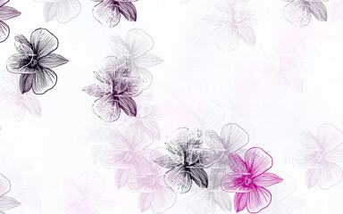 Light Pink vector abstract background with flowers.