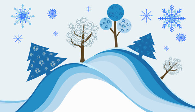  Winter abstract landscape. Winter. Card. Vector design.