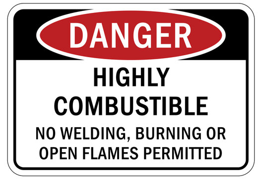 Fire hazard, flammable liquid sign and label highly combustible no burning, welding or open flames permitted
