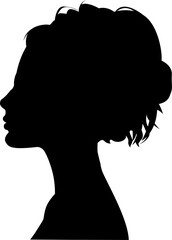 female silhouettes in profile. diversity young women for poster or text. elegant background as well.