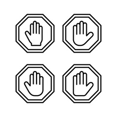 Obraz premium Stop icon vector for web and mobile app. stop road sign. hand stop sign and symbol. Do not enter stop red sign with hand