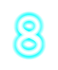 The neon number 8. Eight. Simply of glowing fluorescent object, lamp. Luminescent modern illumination. Png