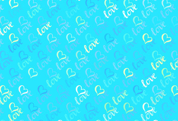 Light Blue, Green vector texture with lovely hearts.