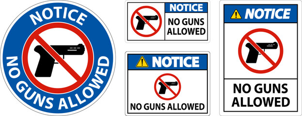 No Gun Rules Sign, Notice No Guns Allowed