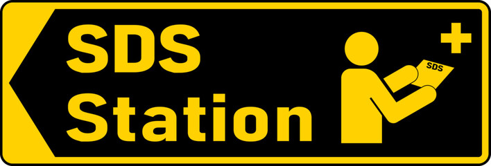 Left Arrow SDS Station Sign On White Background