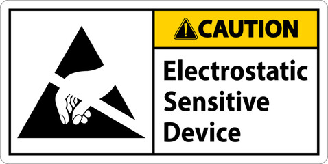 Caution Electrostatic Sensitive Device Sign On White Background