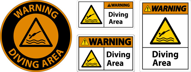Obraz premium Warning Diving Area Hazard Sign On White Background