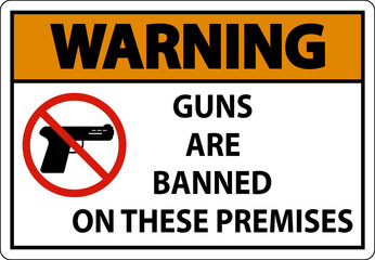 Warning Prohibition sign guns, No guns sign On White Background