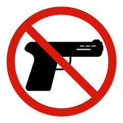 Prohibition sign guns, No guns sign On White Background