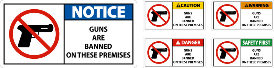 Prohibition sign guns, No guns sign On White Background