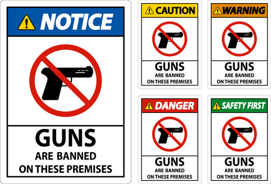 Prohibition sign guns, No guns sign On White Background