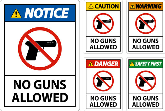 No Gun Rules Sign, Notice No Guns Allowed