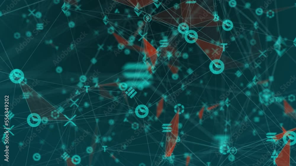 Poster abstract digital connection moving dots and lines. technology background. network connection structu