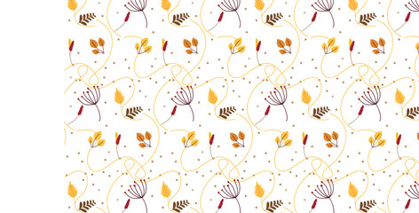 autumn pattern. Seamless repeat. Leaf and flowers
