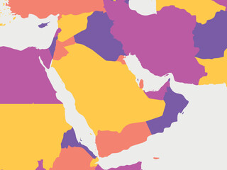 Obraz premium Middle East blank map. High detailed political map of Middle East and Arabian Peninsula region