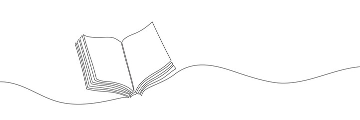 The book is drawn with one line. Modern outline doodles of an open book
