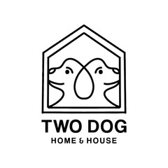 Premium Dog House Logo Classic Monoline Design Vector illustration Animal Pet badge symbol icon