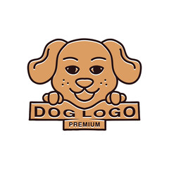 Fototapeta premium Premium Cute Dog Logo Classic Monoline Design Vector illustration Animal Pet badge symbol icon