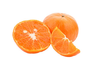 tangerine or mandarin fruit with leaves isolated transparent png