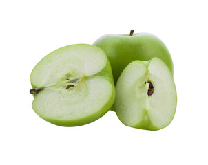 one green cut apple isolated transparent png