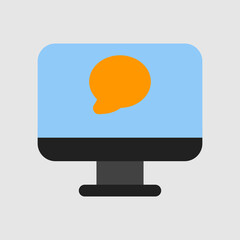 Chat computer icon in flat style, use for website mobile app presentation