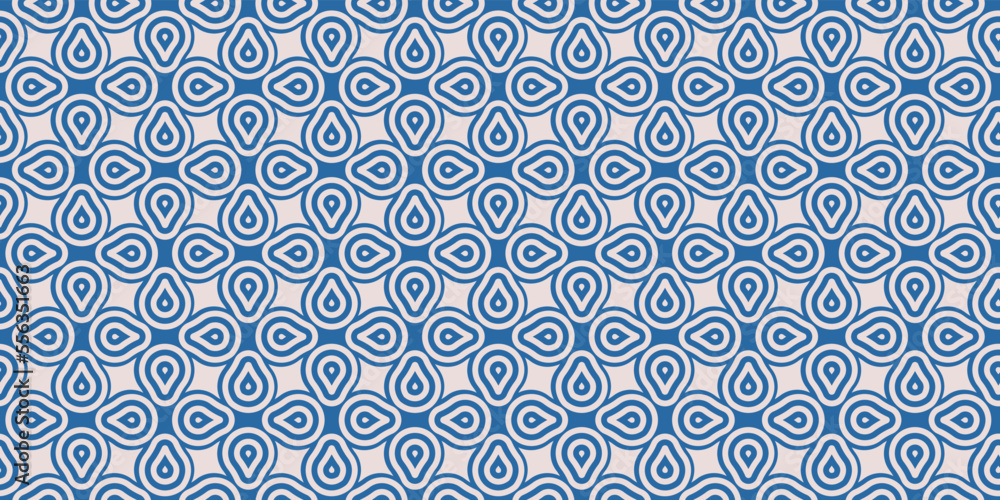 Poster mosaic of white shapes and blue background. print and stylish illustration. seamless vector pattern 