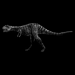 Xenotarsosaurus hand drawing vector isolated on black background.