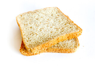 Wheat bread ready to eat on the white background