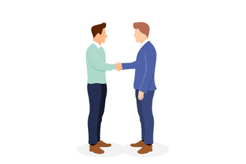 Business partners join hands to reach of success. Businessman handshake. Contact between business partners. Business Concept. Vector illustration