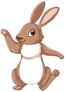 Cute brown rabbit cartoon character