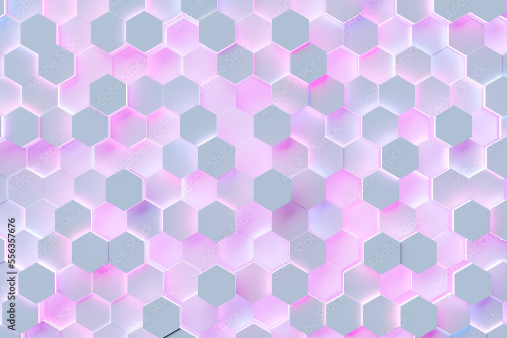 Aufkleber 3d illustration honeycomb mosaic. realistic texture of geometric grid cells. abstract wallpaper with